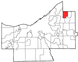 Location of Highland Heights in Cuyahoga County