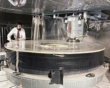 Grinding of Hubble's primary mirror at Perkin-Elmer, March 1979 Hubble mirror polishing.jpg