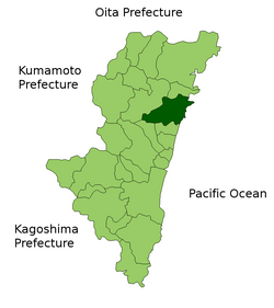 موقعیت Hyūga در استان میازاکی