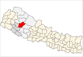 Jajarkot District i Bheri Zone (grå) i Mid-Western Development Region (grå + lysegrå)