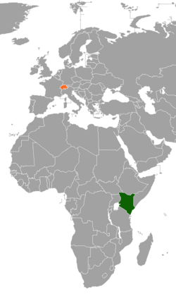 Map indicating locations of Kenya and Switzerland