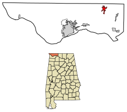 Location of Lexington in Lauderdale County, Alabama.