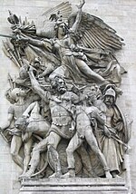 Le départ des fédérés représentés sur l'Arc de triomphe à Paris.