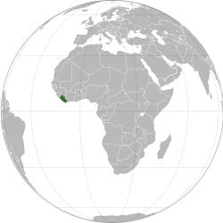 Location of Liberia (dark green)