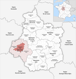 Tours arrondissementinin Merkez-Val de Loire'taki konumu