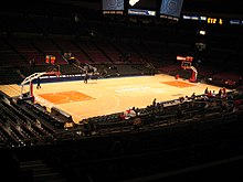 Getting the arena ready for a basketball game in 2005 Madison Square Garden court.jpg