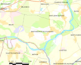 Mapa obce Saint-Maurice-de-Gourdans