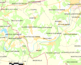 Mapa obce Charly-sur-Marne