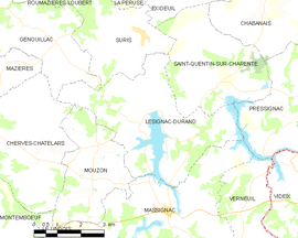 Mapa obce Lésignac-Durand