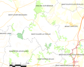 Mapa obce Saint-Hilaire-la-Treille