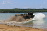 Marines from Company A, 4th Assault Amphibian Battalion, 4th Marine Division U.S.M.C. Forces Reserve at Lake Margrethe, Camp Grayling, Michigan during Exercise Northern Strike 2018