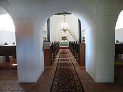 Az evangélikus templom belső tere a bejárat felől