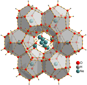 Crystal structure of Ne clathrate hydrate Ne-water clathrate.png
