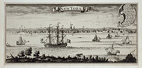 New York Harbor, 1727 New York Harbor Waterfront 1727 panorama map.jpg