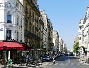 パストゥール大通り(ガリバルディ大通り)から見るルクールブ通りの左側1番地界隈 (La rue Lecourbe vue du boulevard Pasteur.)