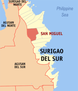 San Miguel na Surigao do Sul Coordenadas : 8°55'56"N, 126°2'25"E