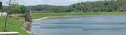 Piedmont Lake dam is alongside U.S. Route 22.