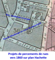 Projets de percements de rues vers 1860 sur le domaine de l'ancien château de Charolais