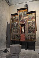 Reredos and font