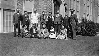 Staff members outside Saskatoon Technical Collegiate June 1936