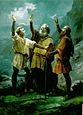 Représentation des trois conjurés ayant, selon la légende, prêté serment sur la plaine du Grütli.