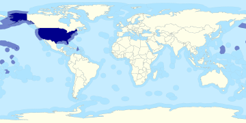 Les ZEE des États-Unis (no 1) : 11 351 000 km2.