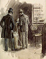 Men looking at ticker tape in broker's office, 1894