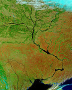 Супутниковий знімок центральної та нижньої частини басейну Дніпра