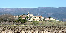 View of Villars with vineyards