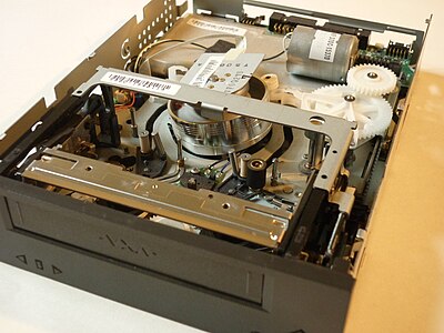 VXA tape drive, alternate view of rotary head and loading mechanism