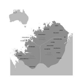 Mapa rozšíření worrorranských jazyků