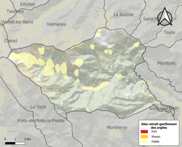 Carte des zones d'aléa retrait-gonflement des argiles.