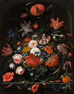 Fleurs dans un vase en verre 1669-72 Mauritshuis