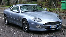 Front three-quarters view of a silver DB7.