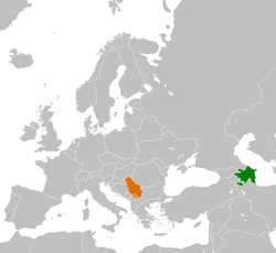 Map indicating locations of Azerbaijan and Serbia