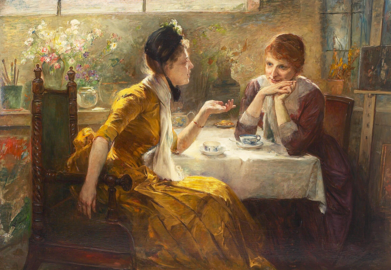 Two Friends Drinking Tea in the Artist's Studio