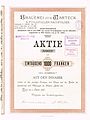 Action de la Brasserie zum Warteck en date du 1. Octobre 1889