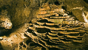 Limestone pools in Škocjan Caves.