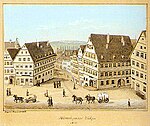 "Hirschgasse Tübingen 1830" (Gouache, ca. 1850)