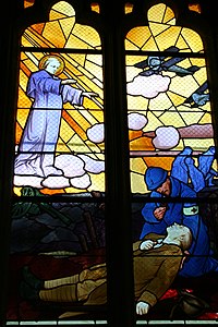 Stained glass window dedicated to those lost in the Great War.