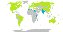A world map showing countries where Madonna has appeared for her concerts and other visits like humanitarian causes as of 2021 Countries Madonna concerts have occurred in.svg