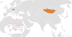 Map indicating locations of Czech Republic and Mongolia