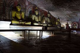 The inside of the Dambulla Cave Temple