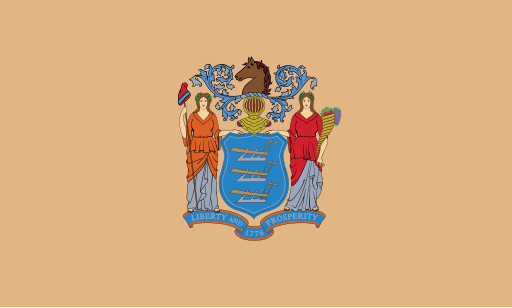 The flag shows the state's coat of arms in a yellow background