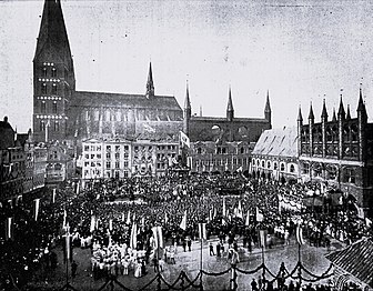 Einzug des siegreichen Bataillons am 18. Juni 1871 von Johannes Nöhring