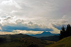 Waiapu Valley, with Mount Hikurangi in the centre right of the picture.