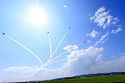 Japan air self defense force Kawasaki T-4 Blue Impulse RJST Sunrise.JPG