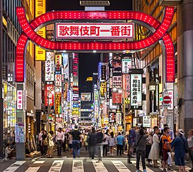 夜晚的歌舞伎町一番街（攝於2019年6月6日）