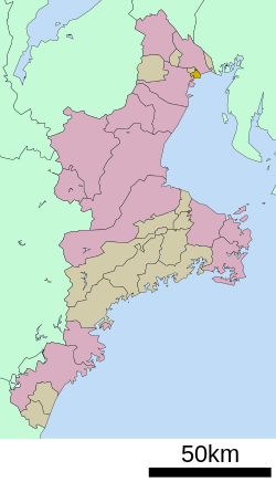 Location of Kawagoe in Mie Prefecture