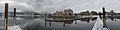 the boat ramp beside the Kelowna Yaght Club and Roses Pub in winter snow, Kelowna, BC Canada (94.9 megapixels)